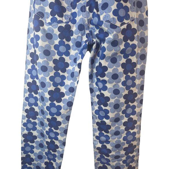 ZARA Size 6 Blue Floral Print Cotton Jeans - Picture 9 of 14